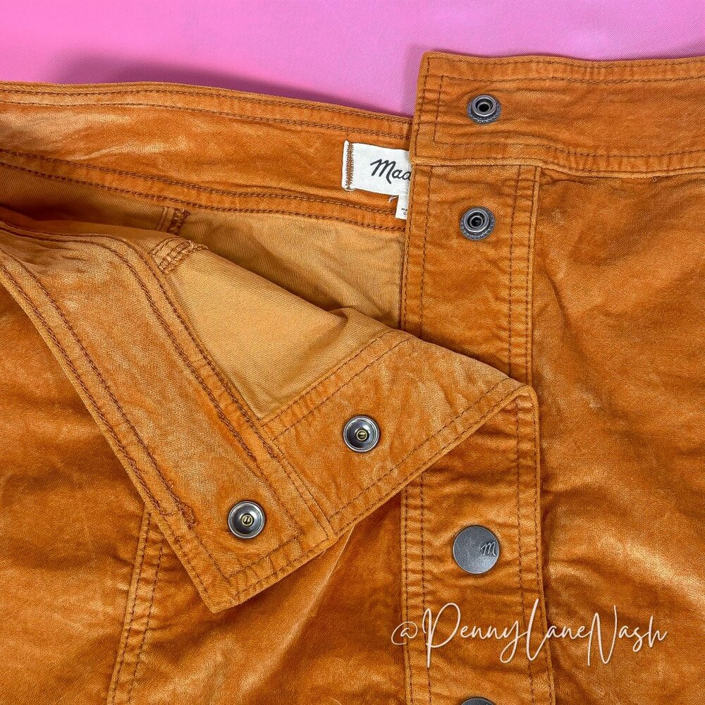 Madewell Velveteen Button Front A-Line Mini Skirt golden pecan - Picture 8 of 12